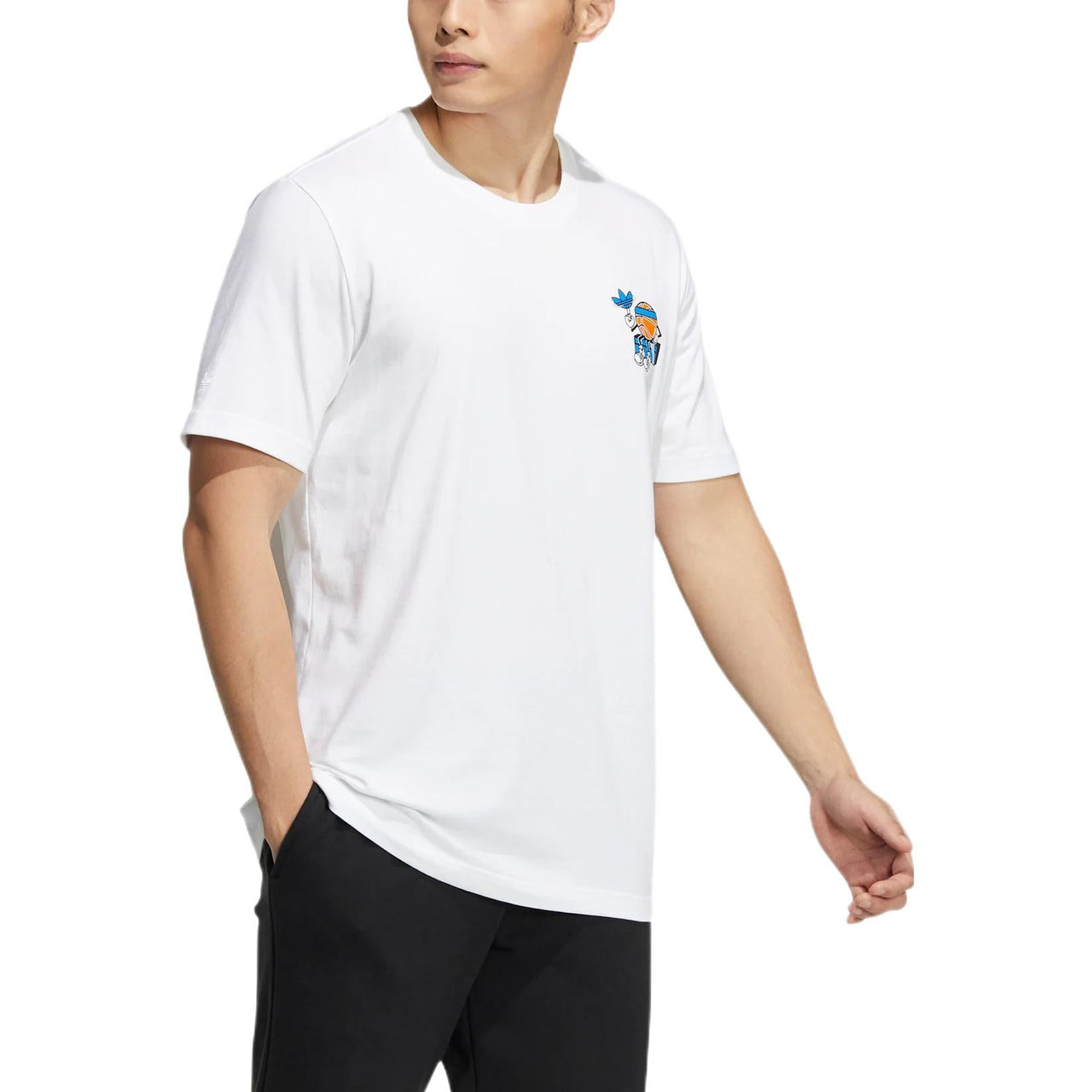 adidas originals Cartoon Alphabet Pattern Round Neck Casual Short Sleeve White H49570