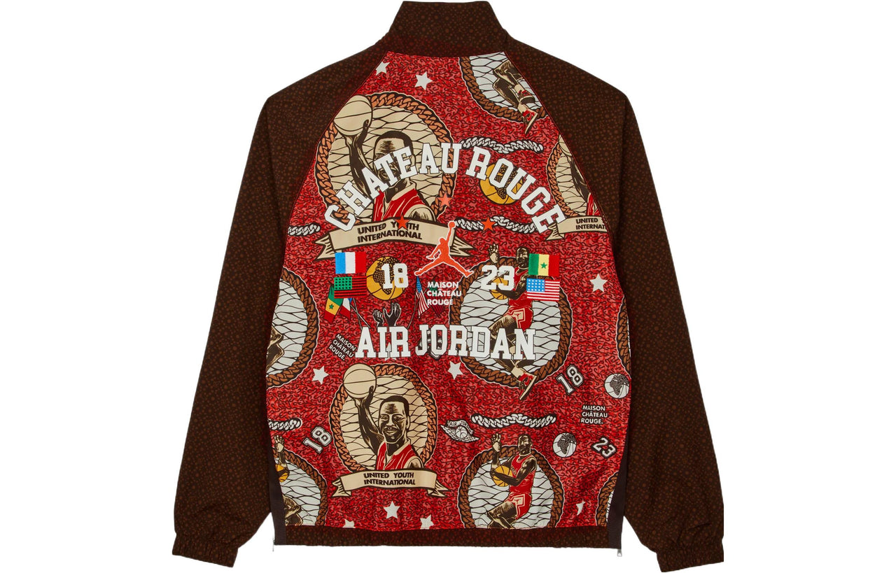 Air Jordan x Maison Chateau Rouge Crossover Printing Splicing Half Zipper Stand Collar Jacket US Edition Light Yellow DO4092-226