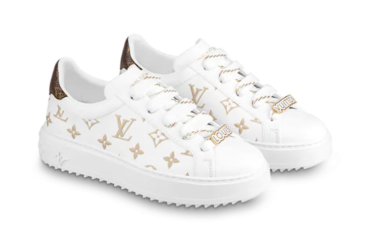 (WMNS) LOUIS VUITTON Time Out Sneakers 'White with Gold Monogram' 1A9HAV