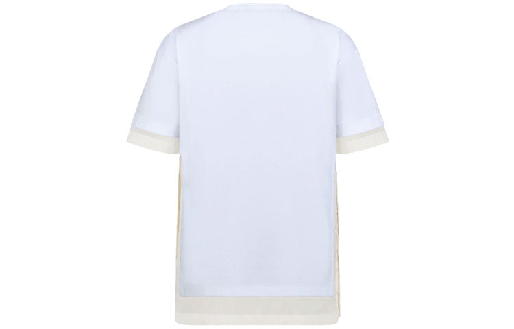 Men's DIOR x Sacai Crossover FW21 Large Cotton Short Sleeve White T-Shirt 213J669A0554-C080