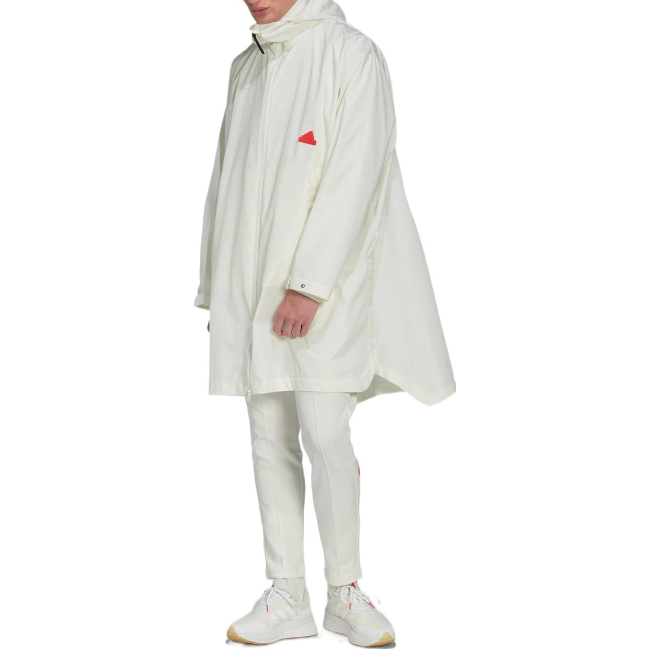 Men's adidas Logo Solid Color Hooded Jacket Windbreaker White HN1943