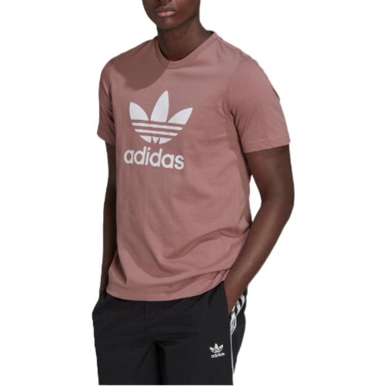 Men's adidas originals T-SHIRT Logo Sports Breathable Short Sleeve T Wine Red T-Shirt HN5446