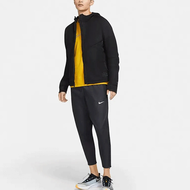 Nike Solid Color Running Athleisure Casual Sports Jacket Black CU7890-010