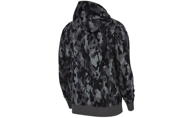 Nike French Terry Camouflage Casual Breathable Sports Hooded Jacket Black CU4338-010