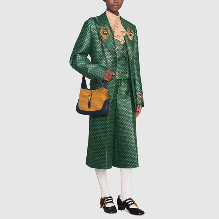 (WMNS) Gucci Mini GG Lurex Flared Trousers 'Green' 652118-ZAGLX-3091