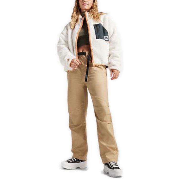(WMNS) Converse Reversible Sherpa Full-Zip Jacket 'Egret Black' 10025705-A03