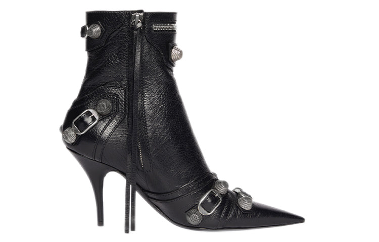 (WMNS) Balenciaga Cagole 90mm Booties 'Black Arena Lambskin' 694379WAD4E1081