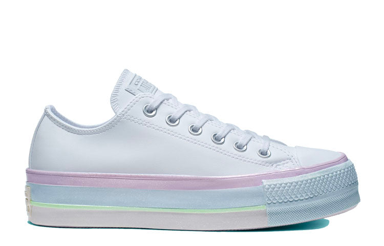 (WMNS) Converse Chuck Taylor All Star Lift Low 'White Lilac Blue' 566156C