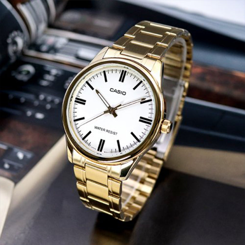 Casio Standard Business Retro Analog Watch 'Gold White' MTP-V005G-7A