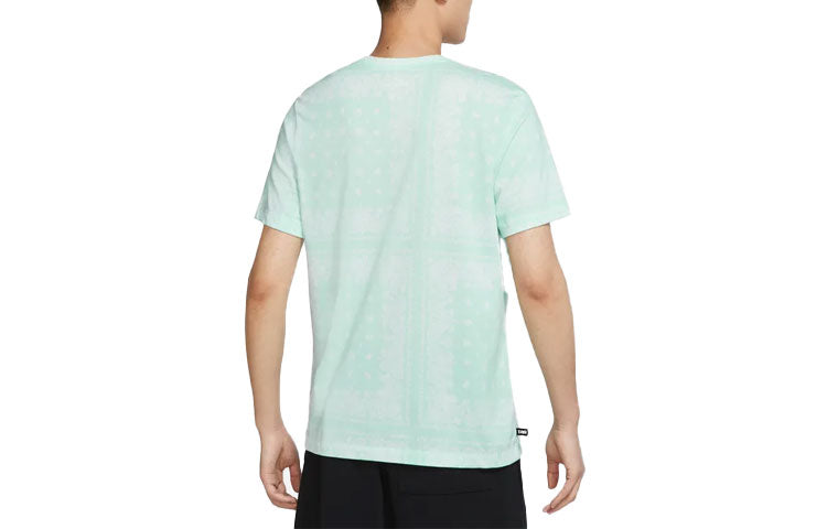 Men's Nike Alphabet Logo Cashew Printing Round Neck Short Sleeve Green T-Shirt DR7659-100