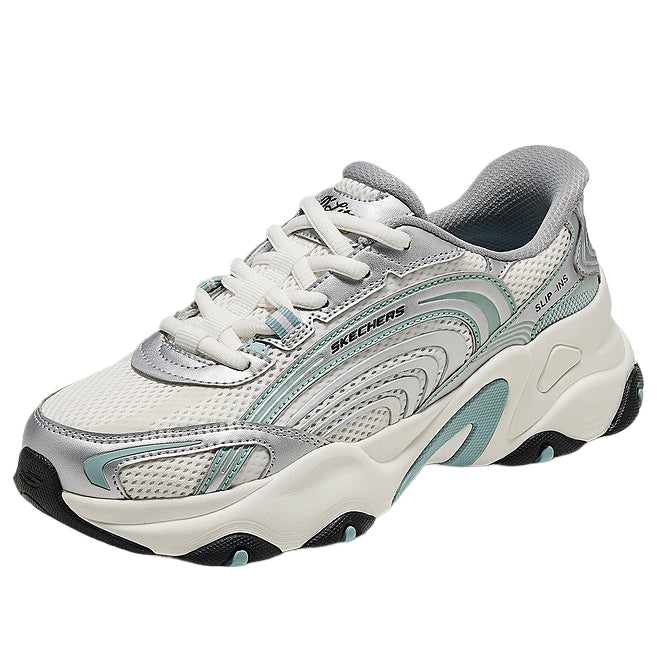 (WMNS) Skechers Chunky Sneakers 'White Silver Green' 150529-WSTQ