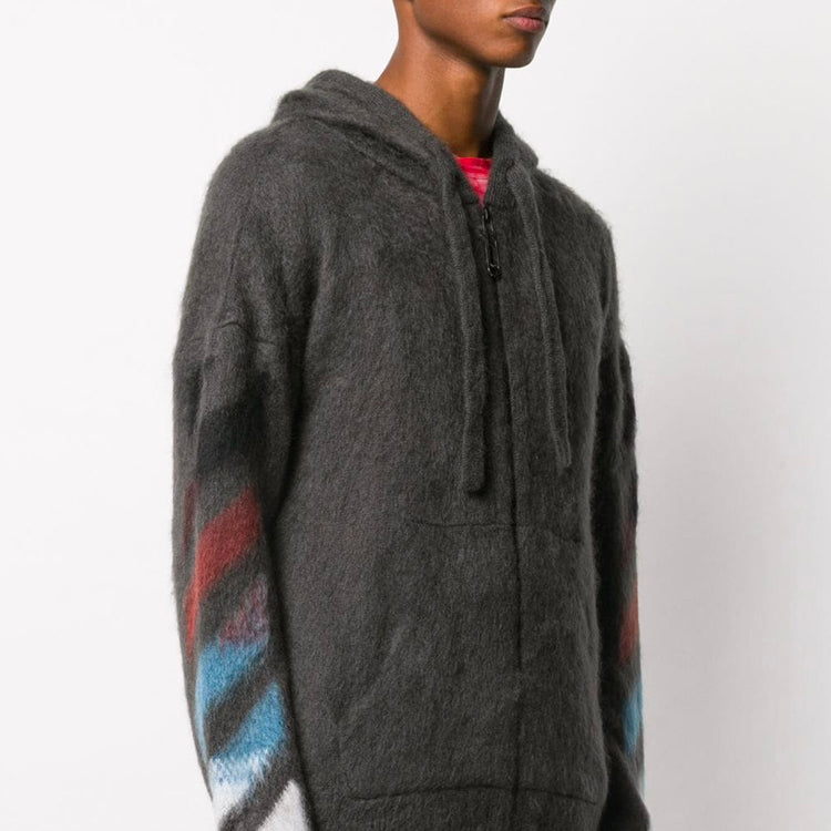Off-White Arrow Knit Hooded Sweater Men's Grey OMHA073F20KNI0010987