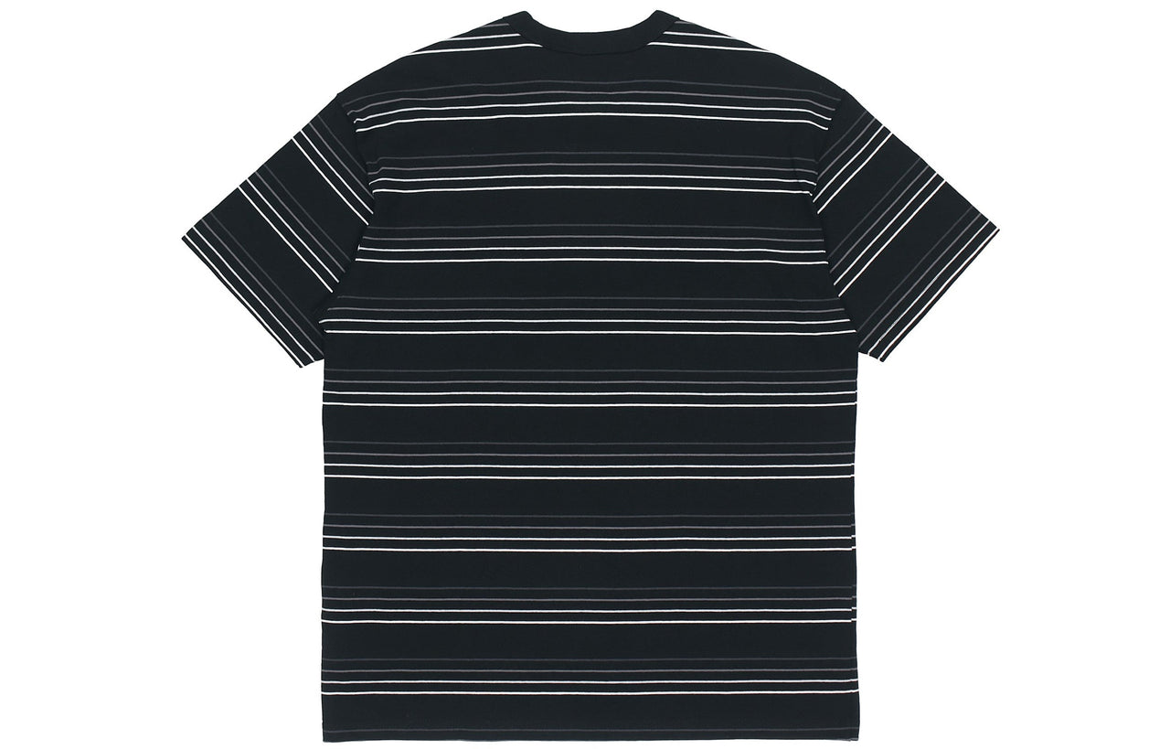 Nike Sportswear Embroidered Logo Stripe Loose Knit Sports Short Sleeve Black DB6532-010