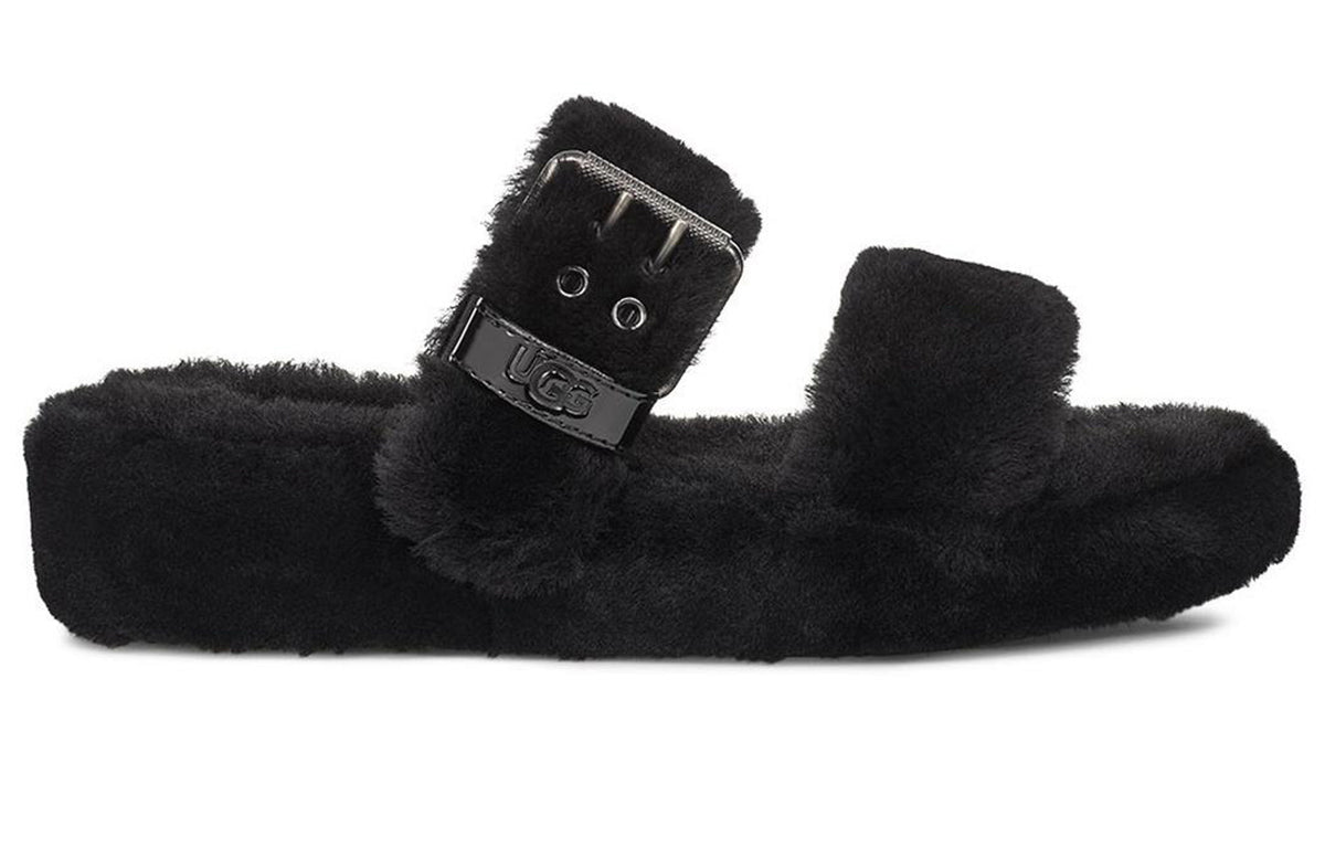 (WMNS) UGG Fuzz Yeah Black Sandals 1104662-BLK