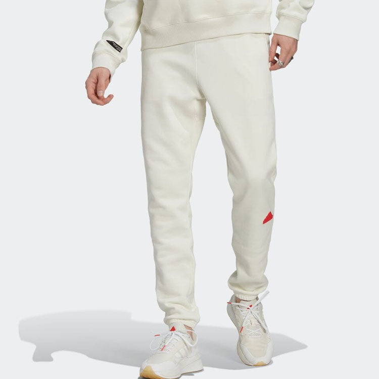 Men's adidas Solid Color Logo Lacing Bundle Feet Sports Pants/Trousers/Joggers Autumn White HG2066