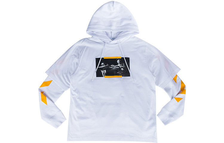 Men's Off-White FW21 Caravaggio Painting Printing Pullover Loose Fit White OMBB087F21FLE0060184