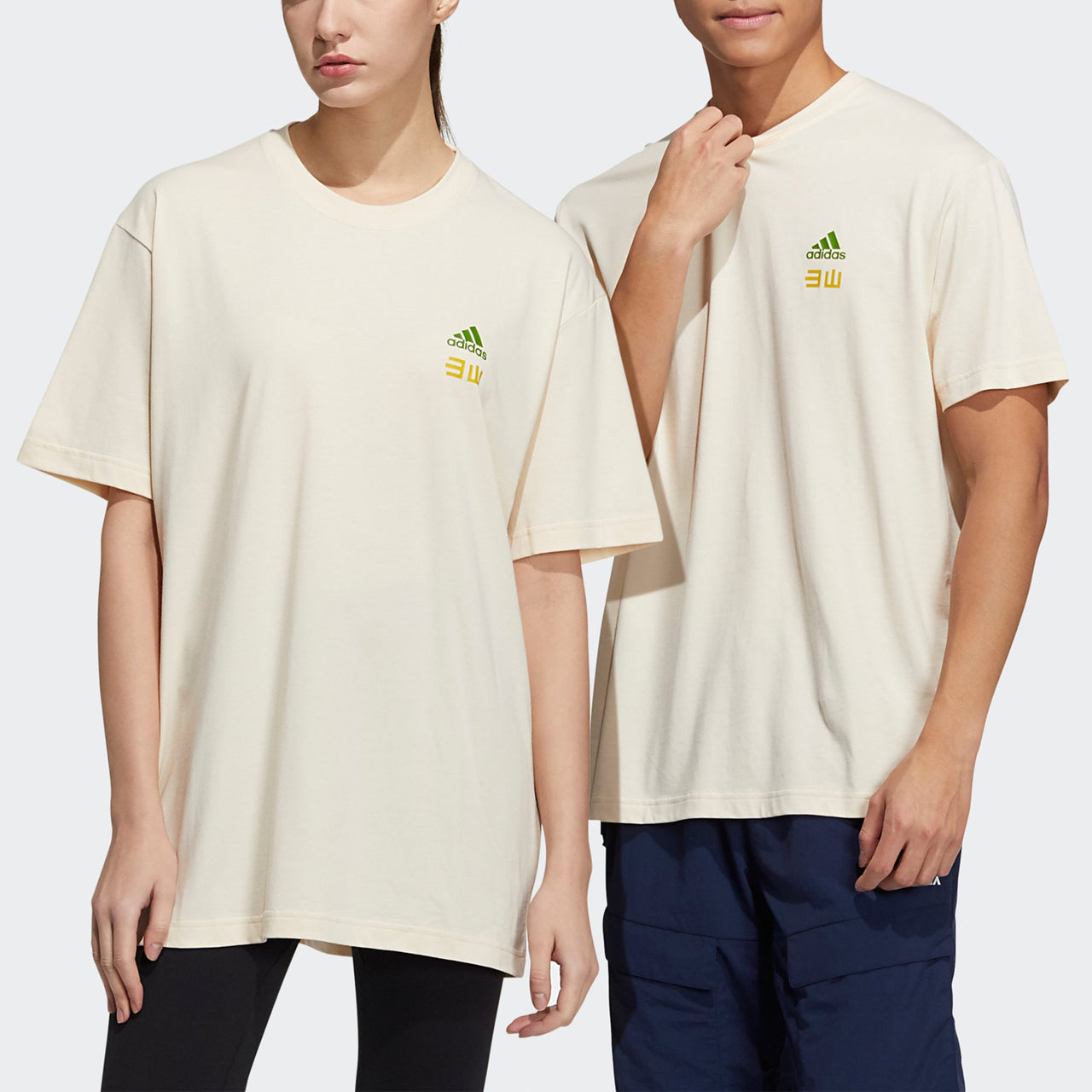 adidas Unisex Iseem Gfx Sports Printing Round-neck Beige/White GN7337