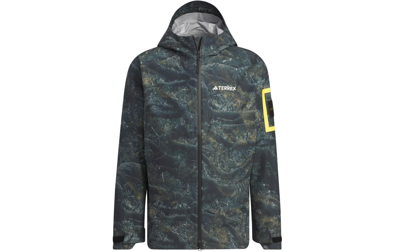 adidas National Geographic Allover Print RAIN.RDY Jacket Asia Sizing 'Silver Pebble' IS9511
