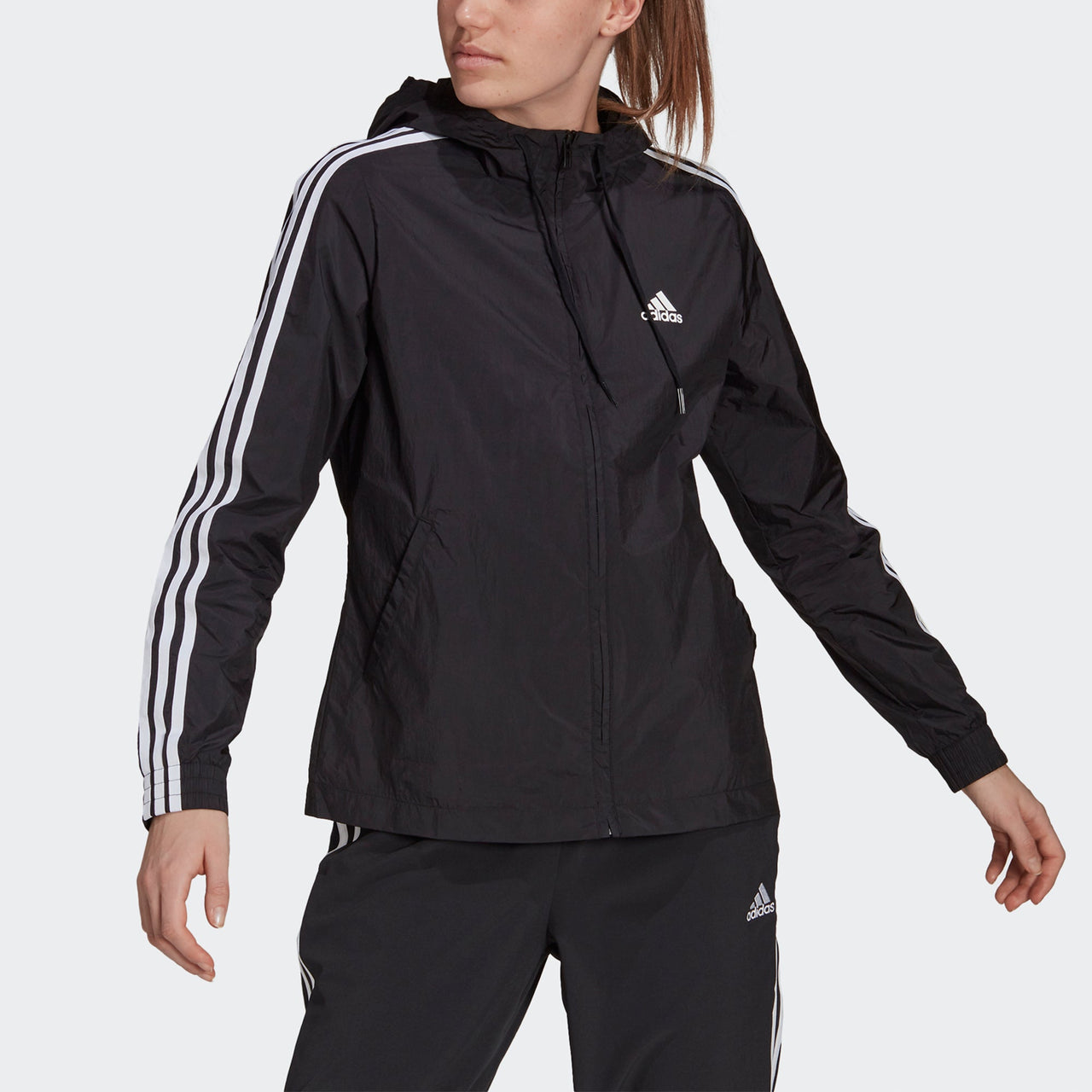 (WMNS) adidas 3-Stripes Hooded Windbreaker Jacket 'Black White' GR9602