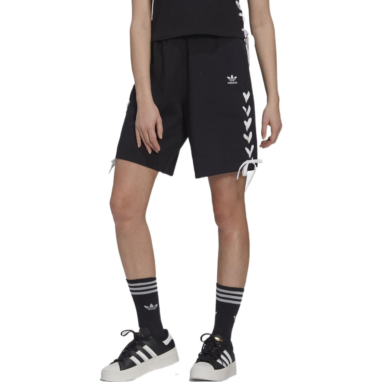 (WMNS) adidas Trefoil Side Striped Elastic Waist Loose Shorts 'Black White' HS2602