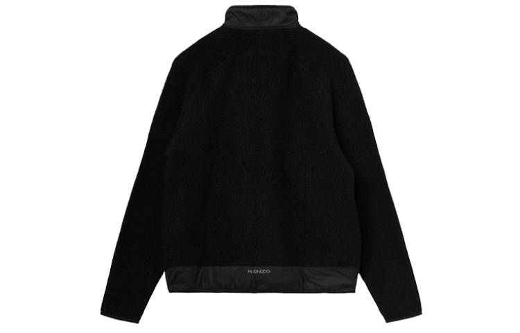 Men's KENZO Logo Embroidered Zipper Stand Collar Black FA65BL7604ML-99