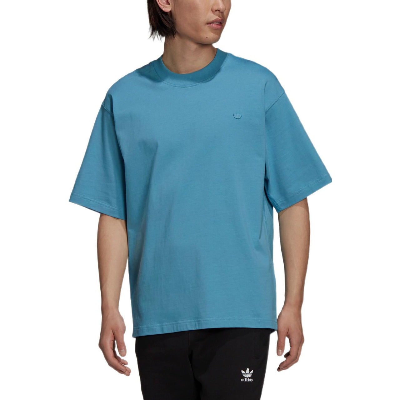 adidas originals Solid Color Athleisure Casual Sports Round Neck Short Sleeve Couple Style Light Blue HC8592