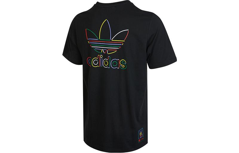 adidas originals x Disney Crossover Mickey Cartoon Printing Round Neck Short Sleeve Black HF4932