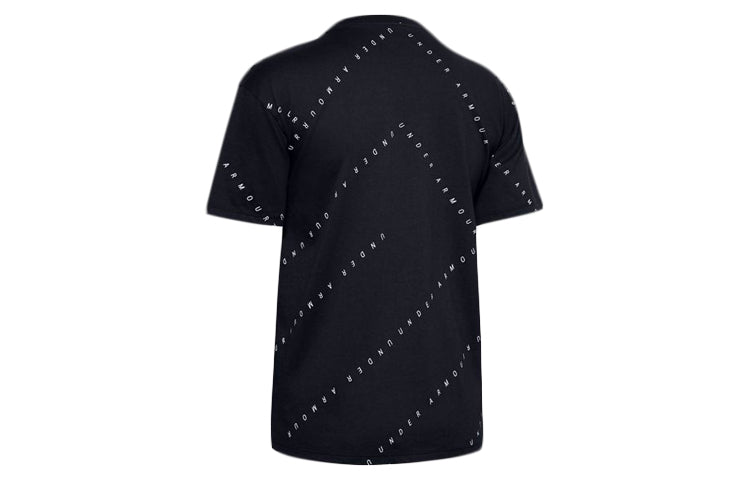 (WMNS) Under Armour Logo Live Training Sports Printing Short Sleeve Black 1355708-001