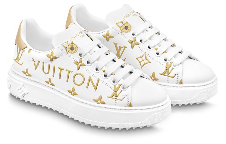 (WMNS) LOUIS VUITTON Time Out Sneakers 'White with Gold Monogram' 1AAVVQ