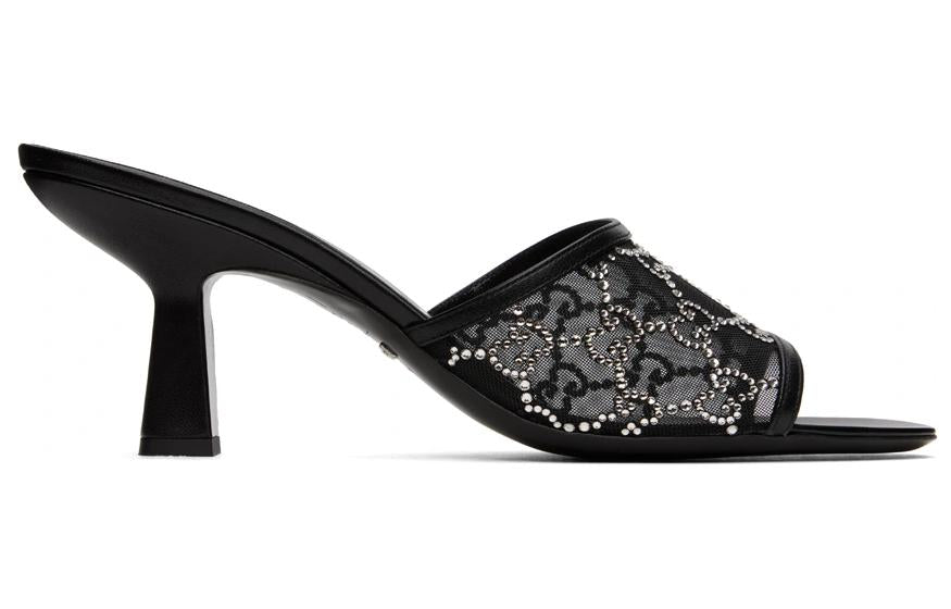 (WMNS) Gucci GG Mid-Heel Slide Sandal 'Black' 747245-F13B0-1000
