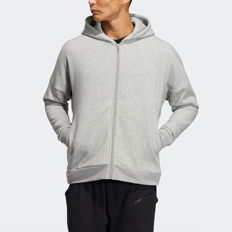 adidas Solid Color Minimalistic Alphabet Printing Zipper Cardigan Jacket Gray HM2683