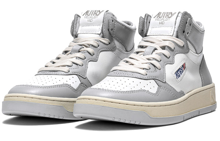 (WMNS) Autry Medalist Mid Leather Sneakers Two-Toned 'White Grey' AUMW-WB10
