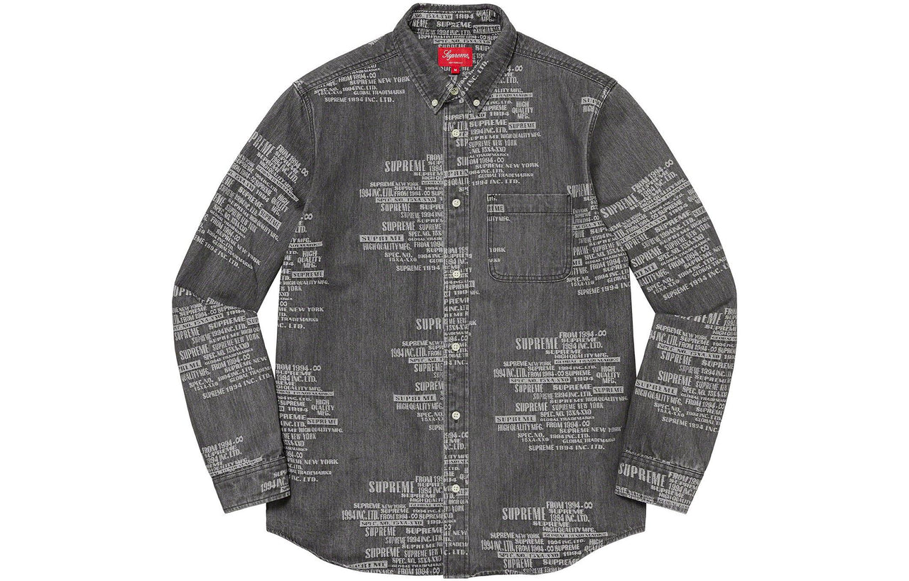 Supreme SS23 Week15 TRADEMARK JACQUARD DENIM Shirt 'Black' SUP-SS23-254
