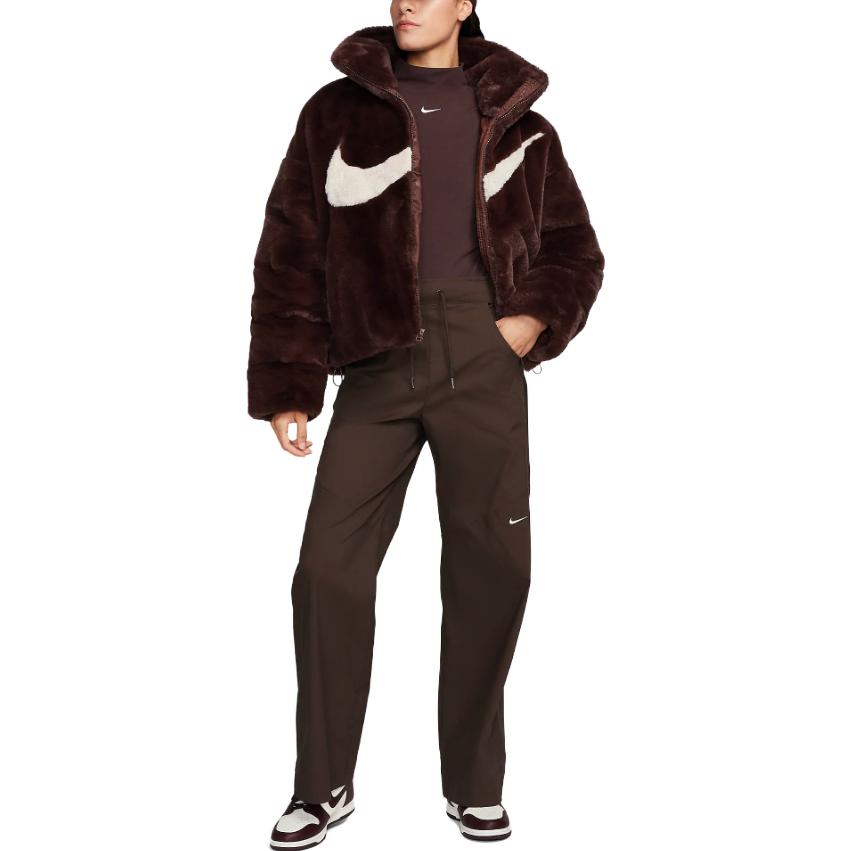 (WMNS) Nike Sportswear Essential Oversized Faux Fur Puffer 'Light Orewood Brown' FN0368-227