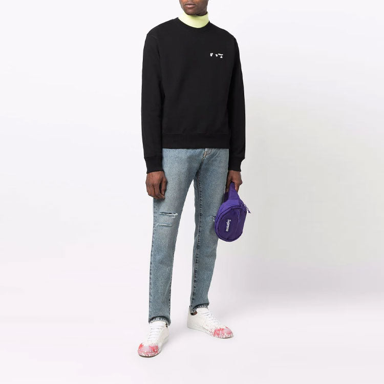 Men's Off-White FW21 Logo Round Neck Pullover Black OMBA025F21FLE0011001