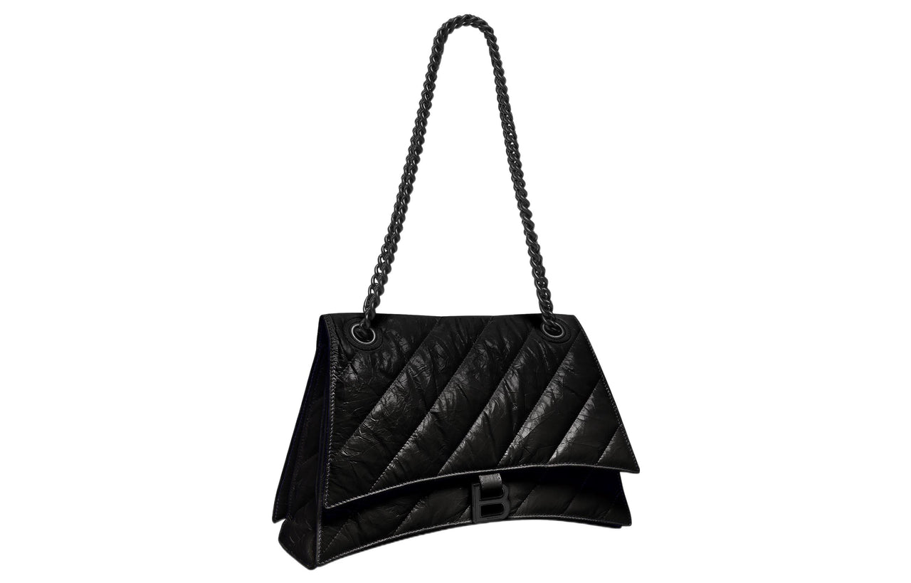 (WMNS) Balenciaga Crush Medium Chain Bag Quilted 'Black' 716393210IY1000