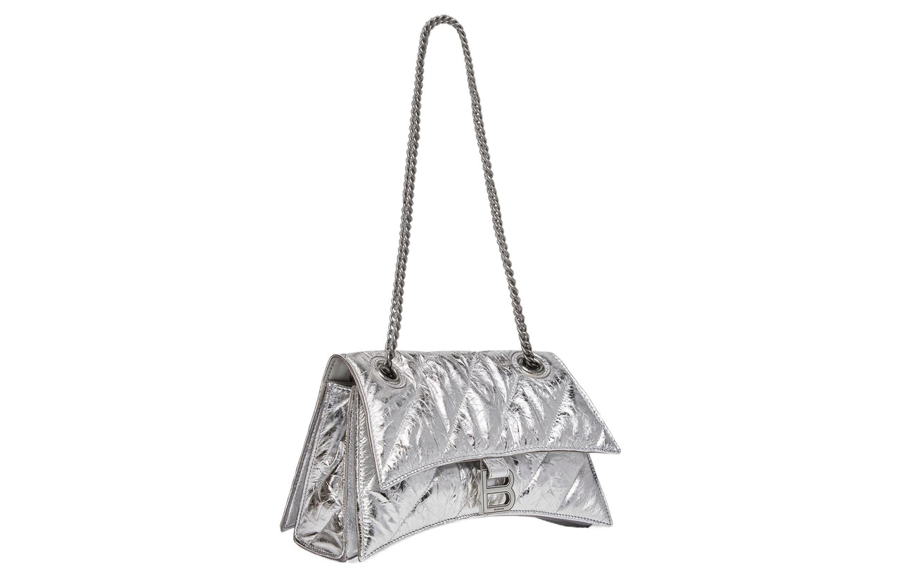 (WMNS) Balenciaga Crush Small Chain Bag Quilted 'Silver' 716351210IW8110
