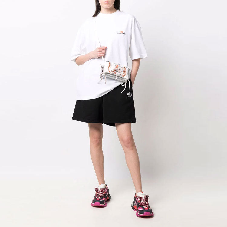 Balenciaga Cities Paris Cotton Sweat Shorts 'Black White' 676137TLVL81070