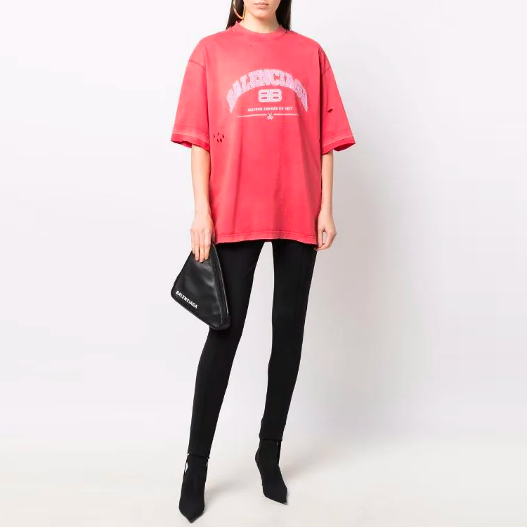 Balenciaga Maison Balenciaga T-Shirt Medium Fit 'Pink' 612966TLVJ16441