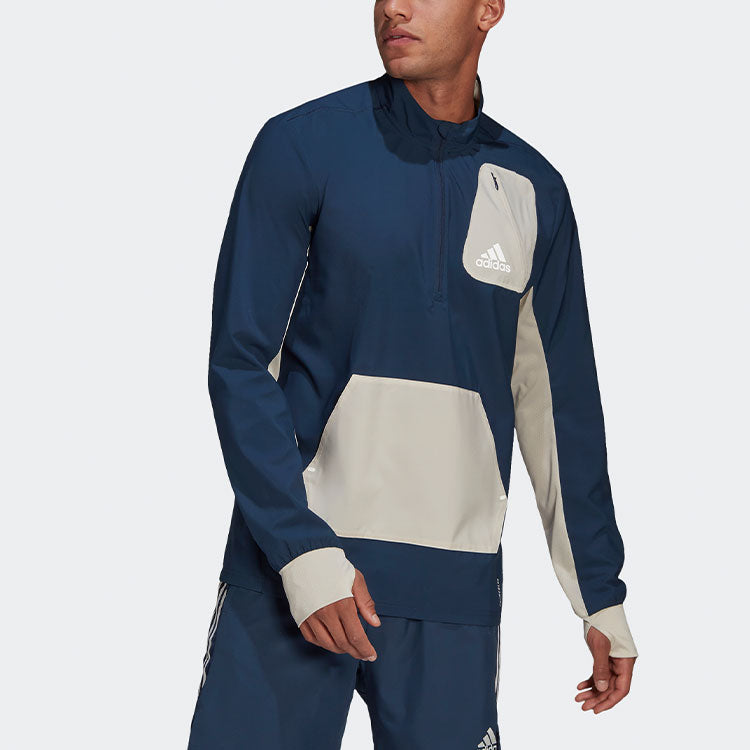 adidas Casual Sports Running Stand Collar Colorblock Jacket Blue GP6488