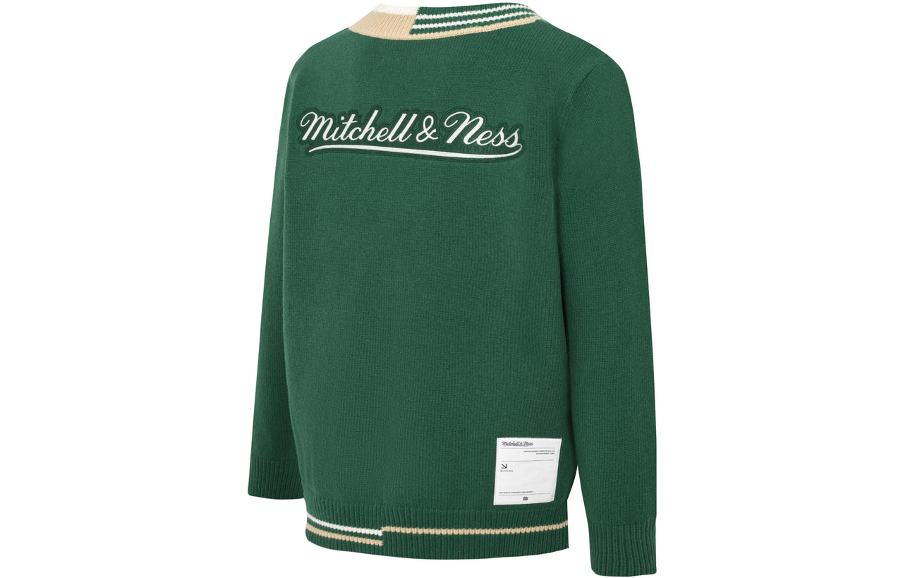 Mitchell & Ness Branded Contrasting V-Neck Sweater 'Green' MNHLAWTOKJ011-GRN
