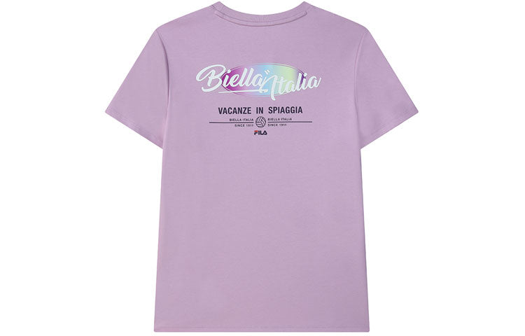 (WMNS) FILA Logo Printing Casual Sports Short Sleeve Purple F11W128160F-VT