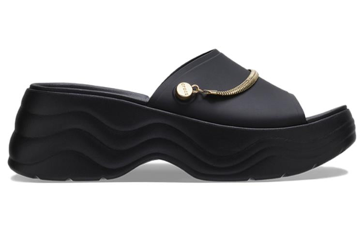 (WMNS) Crocs Skyline Shimmer Slides 'Black Gold' 208582-072