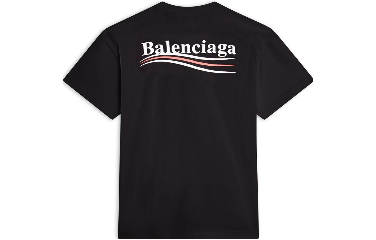 (WMNS) Balenciaga Political Campaign Logo Short Sleeve T-Shirt 'Black' 612964TKVJ11070