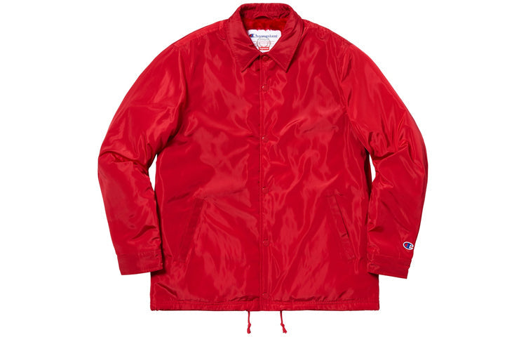 Supreme FW18 x Champion Label Coaches Jacket Red SUP-FW18-370