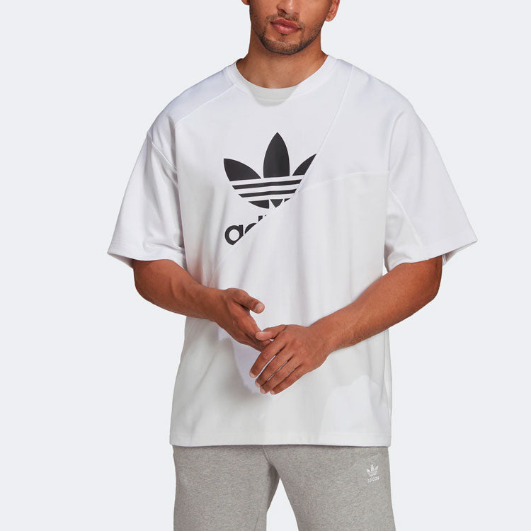 Men's adidas originals Bld Tricot In T Logo Sports Splicing Short Sleeve White T-Shirt HG1439