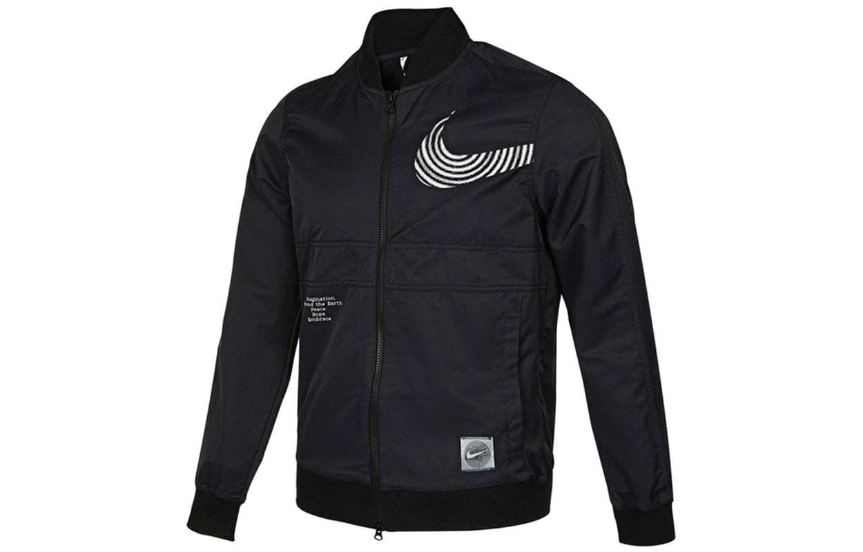 Men's Nike Sportswear Alphabet Logo Printing Athleisure Casual Sports Woven Jacket Autumn Black DM7900-010