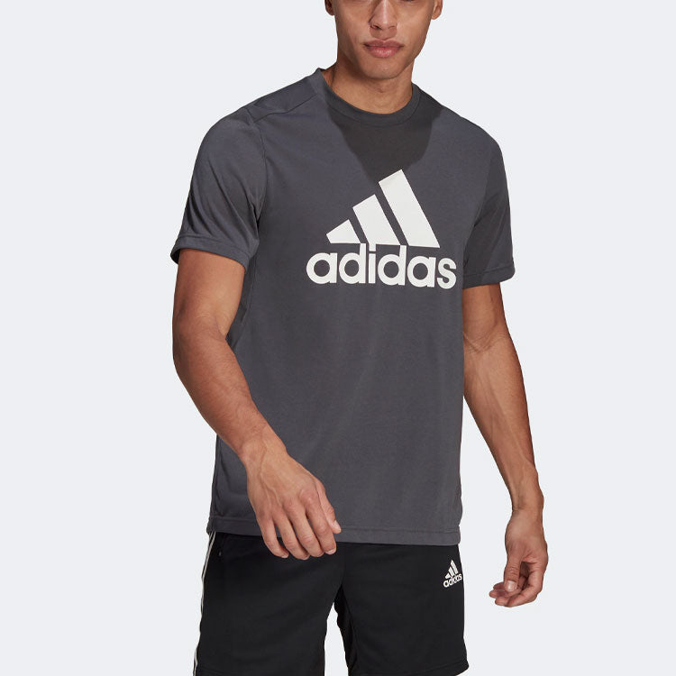 adidas Straight Casual logo Short Sleeve Gray GT3113