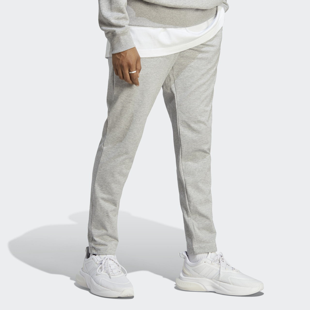 adidas Essentials Single Jersey Tapered Open Hem Pants 'Medium Grey Heather' IC9411