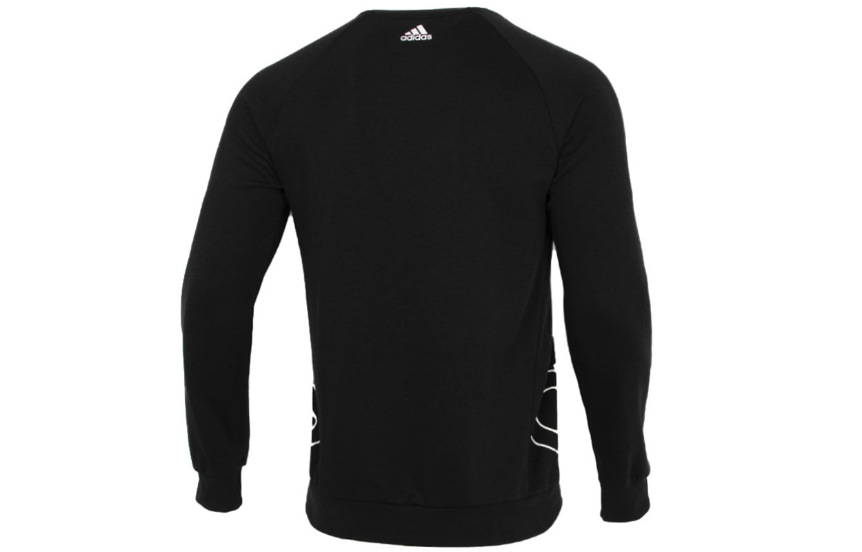 Men's adidas Big Lo Swt Ft Logo Printing Casual Sports Round Neck Black HB5085